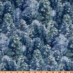  44 Wide Winter Enchantment Forest Blue Fabric By The 