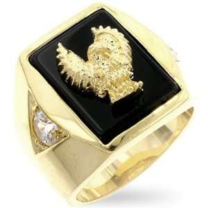    Mens Ring   Eagle Design Gold & Enamel Finish Mens Ring: Jewelry