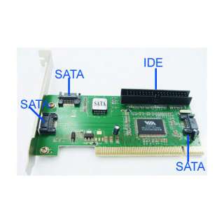 VIA 3 SATA Serial ATA+IDE Port PCI Card VT6421A+CABLE#3  