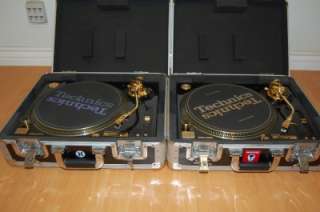 Technics 2X SL 1200 GLD m5gs turntables with cases dust covers needles 