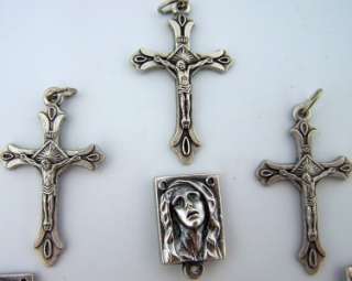 Crucifix Mary Cross Rosary Center Piece Silver P Lot 30  