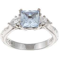 Tacori IV Sterling Silver Blue and Clear Cubic Zirconia Ring 