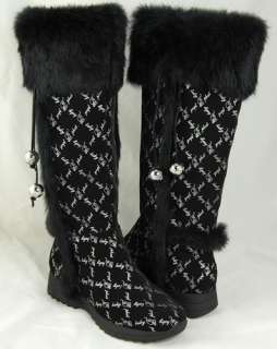 Baby Phat Womens Wauna Black Faux Fur Boots  