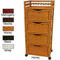 Natural Fiber Wheeled 4 drawer Chest of Drawers (China)   