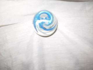 Art Glass, 3 1/4, Blue & White Swirl, Egg,Paperweight.  