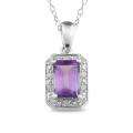 Sterling Silver Amethyst and Diamond Accent Necklace MSRP 