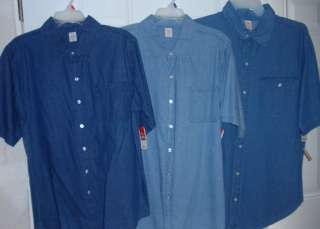 NEW Mens Short Sleeve Cotton Denim Shirts > Sizes M L XL XXL XXXL > 3 