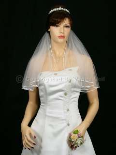 1T White 20X108 Bridal Wedding Shoulder Rattail Veil  