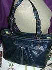 COACH ERGO TATTERSALL NAVY BLUE PATENT LEATHER FRAME SATCHEL TOTE BAG 