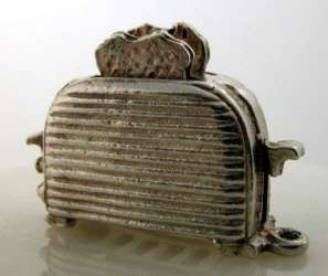Vintage English Sterling Silver DECO TOASTER Charm TOAST POPS  