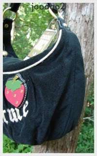 NeW Strawberry Fields Black Juicy Couture GiGi Hobo Tote Handbag 