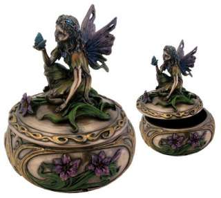Art Nouveau Fairy Butterfly Jewelry Trinket Box  