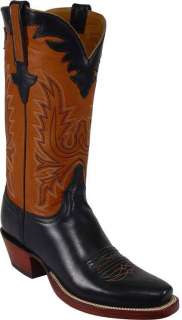 Mens Lucchese Cowboy Boots Black Oil Calf Ranch Hand  