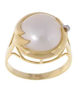 14k Gold Cultured Mabe Pearl Diamond Wave Ring  Overstock