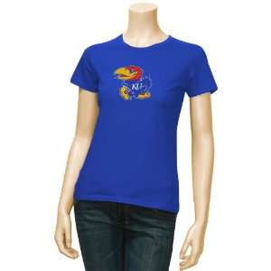  Kansas Jayhawks Royal Blue Ladies Team Logo T shirt 