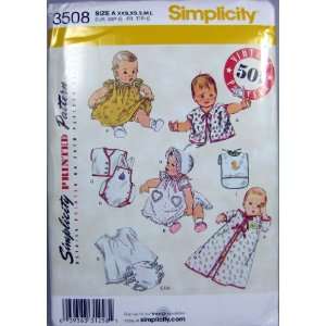  Simplicity Sewing Pattern 3508 Babies Layette Outfits Accessories 