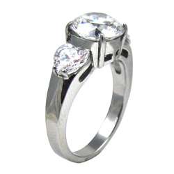   Round and Heart Cubic Zirconia Engagement style Ring  Overstock