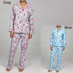 Leisureland Womens Space Monkey Flannel Pajamas Set  
