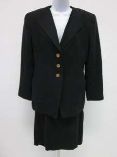 LOUIS FERAUD Black Blazer Skirt Suit Set Sz 12  