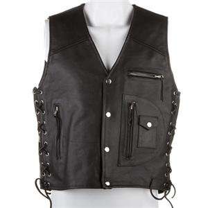  River Road 4 Pocket Leather Vest   2X Large/Black 