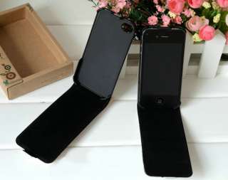 Fashionable Vertical Flip Handmade Leather PU Case Cover For iPhone 4 