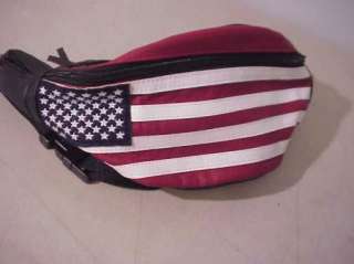 NEW LEATHER USA FLAG FANNY POUCH & STARS AND STRIPES BELT BAG, PURSE 