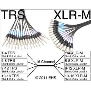  Mogami 2934 16 Channel TRS 1/4 to XLR M snake 