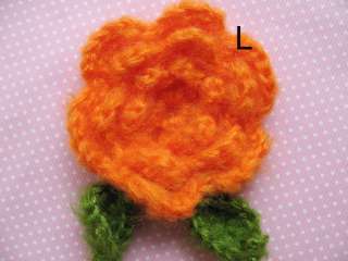 Large Crochet Mohair Flower w/Leaf Appliques UPICK  