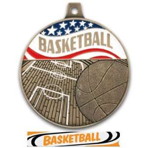   Medals BRONZE MEDAL/DELUXE Custom Basketball RIBBON 2.25 MEDAL Sports