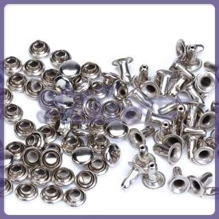 New 100 Sets 6mm Round Rivets Rapid Studs Silver Leather Decor  