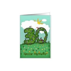    30th birthday card with flowers and topiary Card Toys & Games