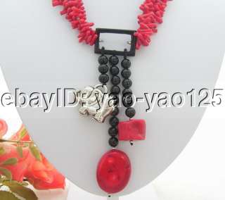 NEW~~ Onyx&Red Coral Necklace  