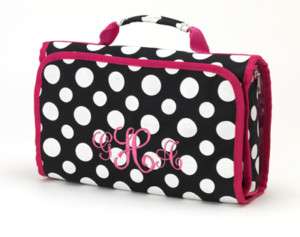 Black/White/Hot Pink Dot Travel & Cosmetic Bag Set  