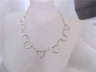 Vintage David Yurman Chain of Hearts Sterling Silver Necklace  