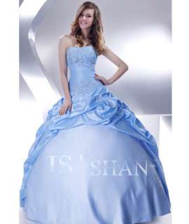 JSSHAN Blue Party Princess Ball Prom Wedding Gown Bridal Formal 