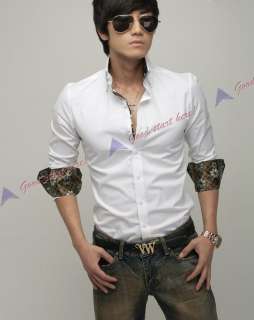 New Fashion Korean Version Mens Slim Striped Casual Long sleeve Shirts 
