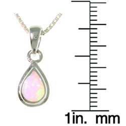 Sterling Silver Lab Created White Opal Teardrop Necklace  Overstock 
