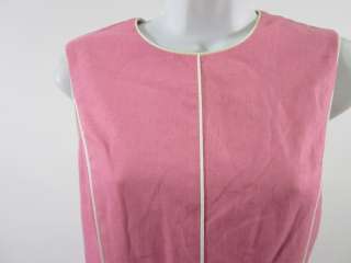 DAVID MEISTER Pink White Trim Sleeveless Linen Dress 10  