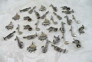 33 Musical Instruments Charms 3D Tuba Piano Guitar Trombone Sax Notes 