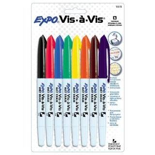  Expo Vis A Vis Wet Erase Markers, 8 Colored Markers (16078 