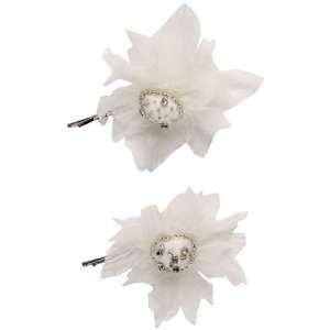  Jane Tran Bobby Ivory Chiffon Flower Pin Set Hair 