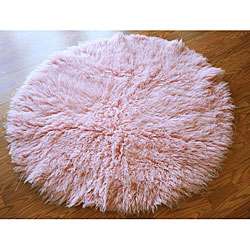   Pink Flokati New Zealand Wool Shag Rug (5 Round)  Overstock