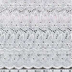   Wide Scalloped Eyelet Fabric White By The Yard Arts, Crafts & Sewing