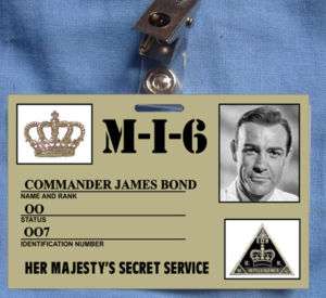 James Bond ID Card Movie Prop Agency Costume collection  