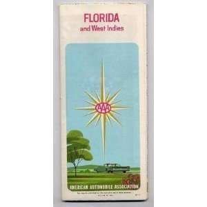    1966 Florida & West Indies Map AAA Pre Disneyworld 