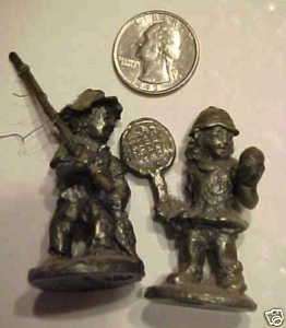 TWO CUTE SMALL E. ROBERT DRURY PEWTER FIGURINES  