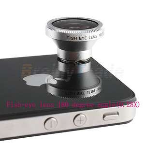 180° Detachable Fish Eye(0.28X) Lens for iPhone 4S 4G 4 Camera  