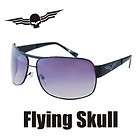 Flying Skull Sunglasses Shades Mens Metal Black