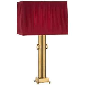  Ondine 37 1/2 High Brass Ruby Silk Shade Table Lamp