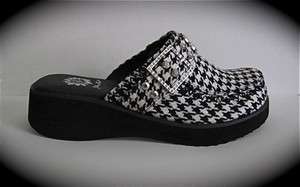   Box HOLLY HOUNDSTOOTH BLING PRINT CLOG MULE SHOE ~ CHOOSE SIZE  